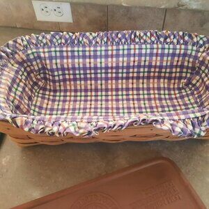 Longaberger Bread basket with ceramic heating block and cloth covering